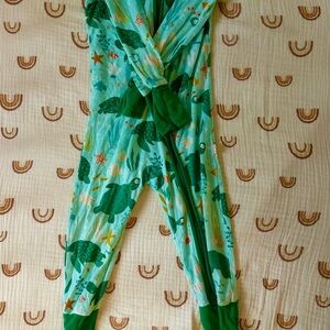 Little Sleepies Teal & Green Sea Turtle Friends Footed Onesie Zippy
